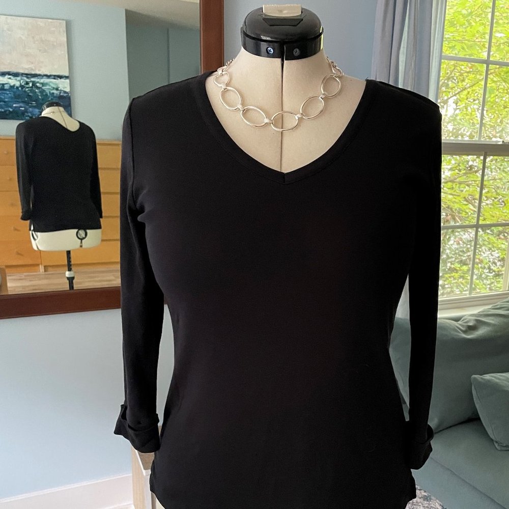 Talbots Vee front (and back) Black Pima Top